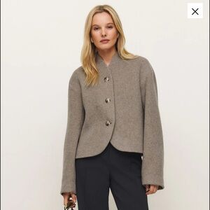NWT Reformation Owen Jacket Wool Button Up in Stone
